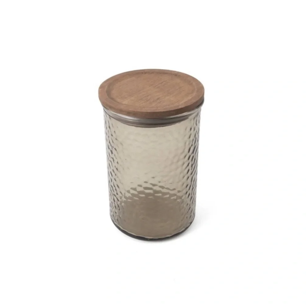 New! Target Bullseye Playground Taupe Hammered Glass Canister with Wooden Lid